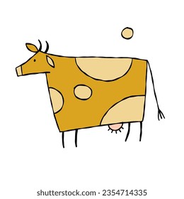 Isolated Cow on White Background