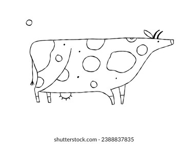 Vaca aislada sobre fondo blanco