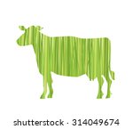 Isolated Cow Silhouette Filled with Grass Texture