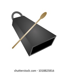 Isolated cowbell. Musical instrument