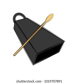 Isolated cowbell sketch. Musical instrument