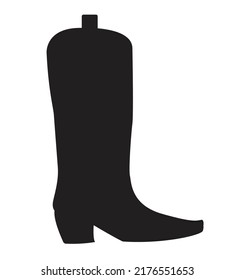 An isolated cowboy boot in black silhouette