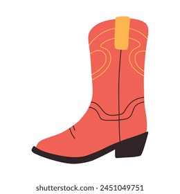 Isolated cowboy boots. Vector illustration of wild west boots. Hand drawn country shoes.