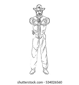 Isolated cowboy cartoon design