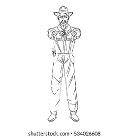 Isolated cowboy cartoon design