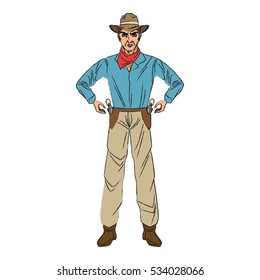 Isolated cowboy cartoon design