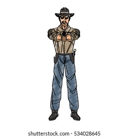 Isolated cowboy cartoon design