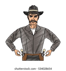 Isolated cowboy cartoon design
