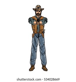 Isolated cowboy cartoon design