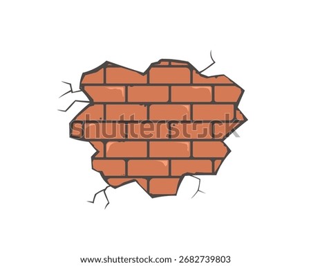 Isolated cracked brick wall illustration
