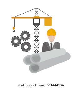 Isolated crane of construction design