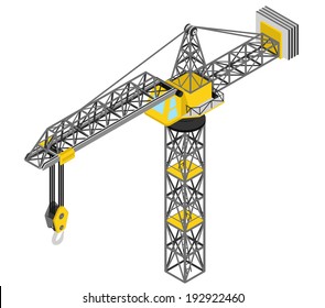 isolated crane structure isometric front view vector illustration