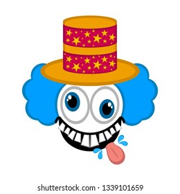 Isolated crazy clown face. April fool day. Vector illustration design