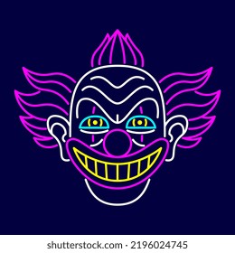 Isolated crazy clown Neon halloween icon Vector