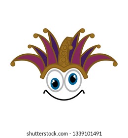 Isolated crazy harlequin face. April fool day. Vector illustration design