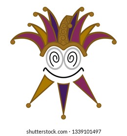 Isolated crazy harlequin face. April fool day. Vector illustration design