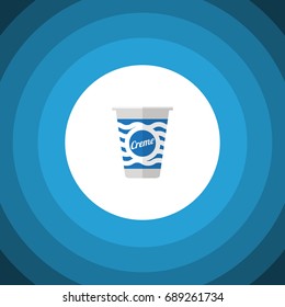 Isolated Cream Flat Icon. Yogurt Vector Element 