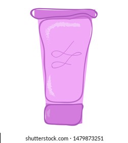 Isolated Cream with makeup products. Flat fashion icon on white background. Color icons with cosmetic products to create a make-up for internet, web, mobile apps, interface design.