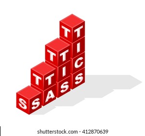 Isolated Creative Red Block Word " Statistics " on White Background. Construction Concept. Vector Illustration. 