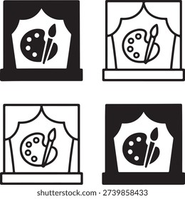 Isolated Creative Talent Showcase Icon Set, Creative Talent Showcase Icon, Creative Talent Showcase Icon Solid Black, Creative Talent Showcase Icon Outline Vector For Artist Exhibition Design