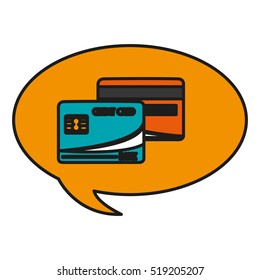 Isolated credit card inside bubble desgin