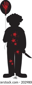 Isolated Creepy Clown Silhouette Illustration