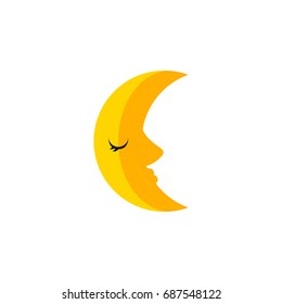 Isolated Crescent Flat Icon. Moon Vector Element Can Be Used For Moon, Crescent, Lunar Design Concept.