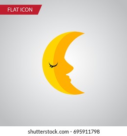Isolated Crescent Flat Icon. Moon Vector Element Can Be Used For Moon, Crescent, Lunar Design Concept.