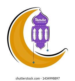 Isolated crescent moon with an arabic lamp. Ramadan kareem - Vector
