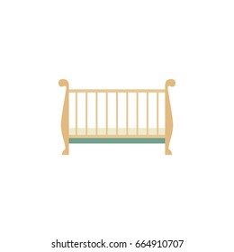 Isolated Crib Flat Icon. Cot Vector Element Can Be Used For Cot, Crib, Bed Design Concept.