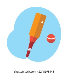 Vector de icono de bola de cricket y murciélago aislado