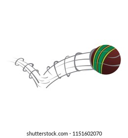 Isolated cricket ball with a motion effect
