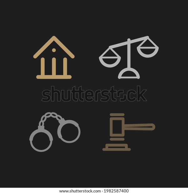 Isolated\
criminal icons. Police icons set. Court concept. Can be used for\
banner and advertising purposes. Vector EPS\
10.