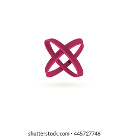 Isolated crimson color cross vector logo. 