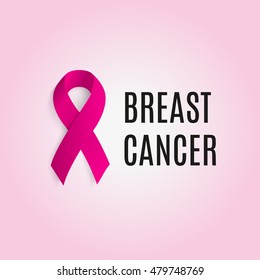 Isolated crimson color ribbon on the pink background logo. Stop disease symbol. International worldwide breast cancer week. Medical sign. Vector illustration