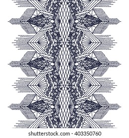 Isolated crocheted lace border with an openwork pattern. Vector illustration