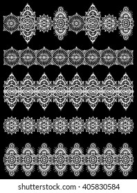 Isolated crocheted lace border with an openwork pattern. Vector illustration