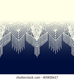 Isolated crocheted lace border with an openwork pattern. Vector illustration. Glamour, modern, fashionable pattern.