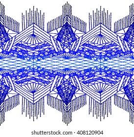 Isolated crocheted lace border with an openwork pattern. Vector illustration. Glamour, modern, fashionable pattern.
