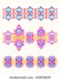Isolated crocheted lace border with an openwork pattern. Vector illustration