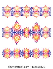 Isolated crocheted lace border with an openwork pattern. Vector illustration