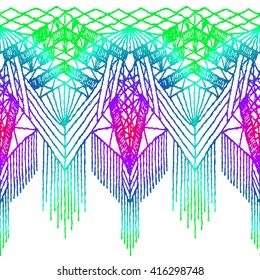 Isolated crocheted lace border with an openwork pattern. Vector illustration. Glamour, modern, fashionable pattern.
