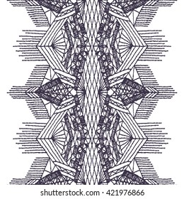 Isolated crocheted lace border with an openwork pattern. Set of isolated knitted lace borders. Vector illustration