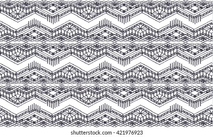 Isolated crocheted lace border with an openwork pattern. Vector illustration. Glamour, modern, fashionable pattern.