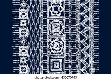 Isolated crocheted lace border with an openwork pattern. Vector illustration. Glamour, modern, fashionable pattern.