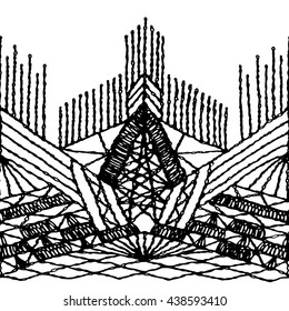 Isolated crocheted lace border with an openwork pattern. Vector illustration. Glamour, modern, fashionable pattern.