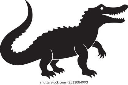 isolated crocodile vector, Crocodiles and Alligators silhouette hand Drawn.crocodile texture, crocodile cartoon skin for logo icon.
