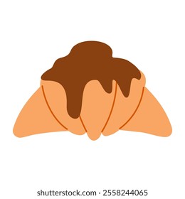 Isolated croissant with chocolate on a white background