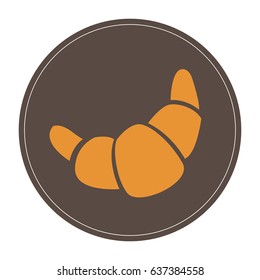 Isolated croissant on a colored button, Vector illustration