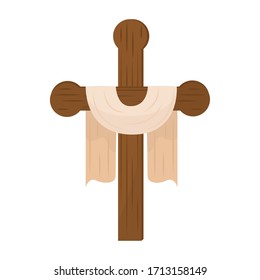 Einziger Kreuz mit Garnelen auf weißem Hintergrund - Vektorillustration
